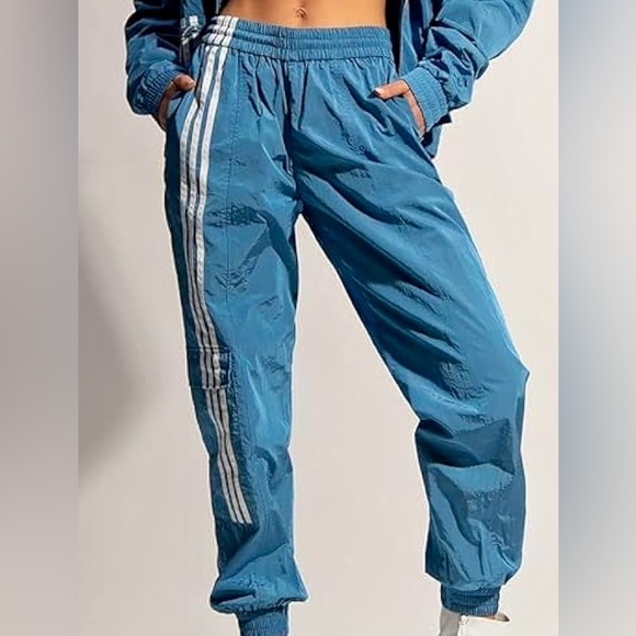 Adidas X Ivy Park Pants - adidas IVY PARK Blue pants w/White 3-Stripe Nylon Track Joggers Size 2X H33308